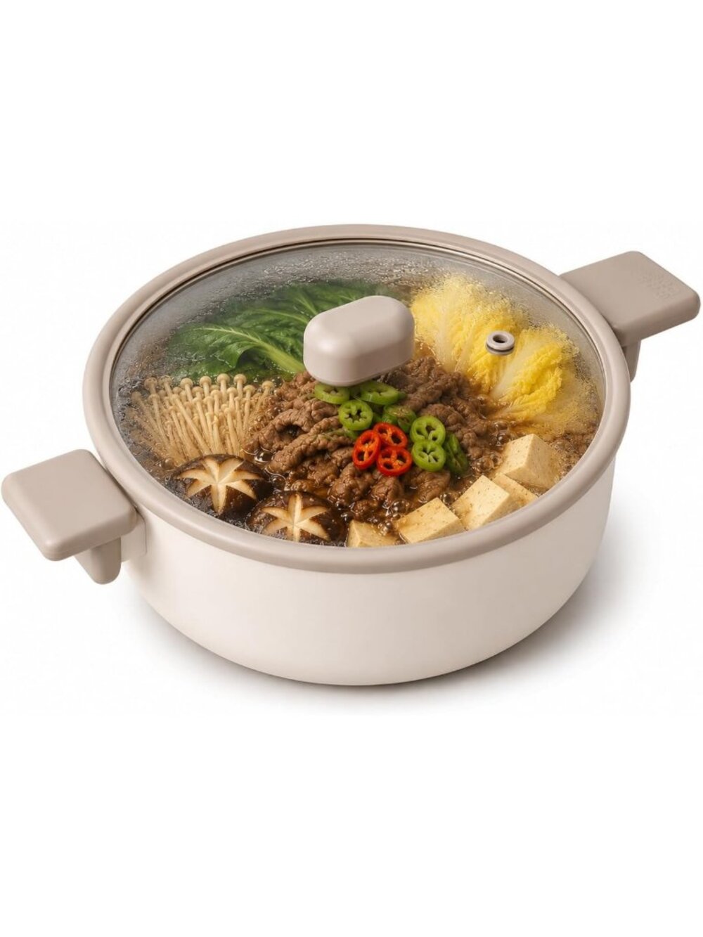 Nonstick 2.6Qt Stock Pot with Silicone Lid, 9.5-Inch Kitchen Essential Cookware